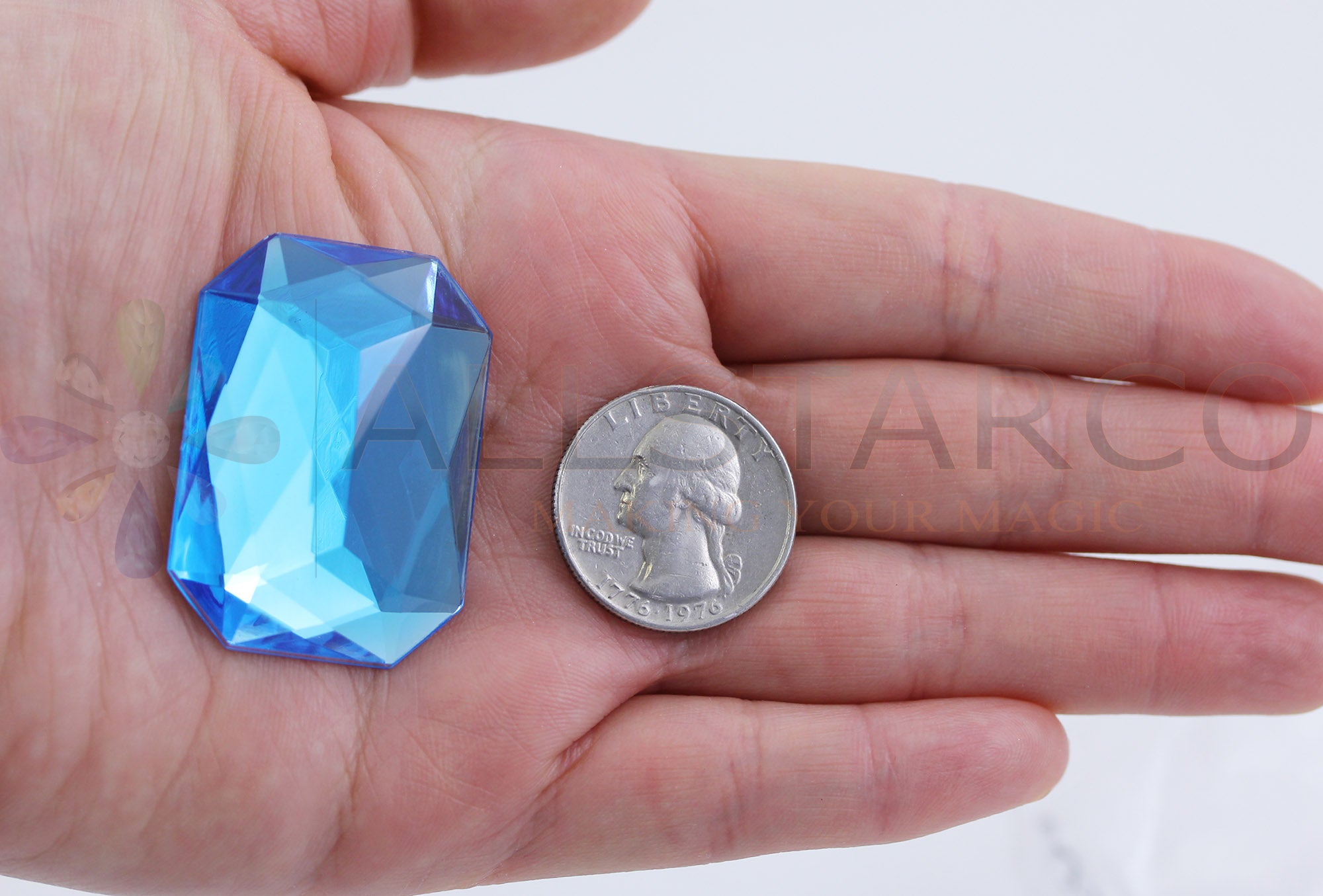 Blue Aqua Extra Large Flat Back Octagon Gems  - 40x30mm - 4 Pieces