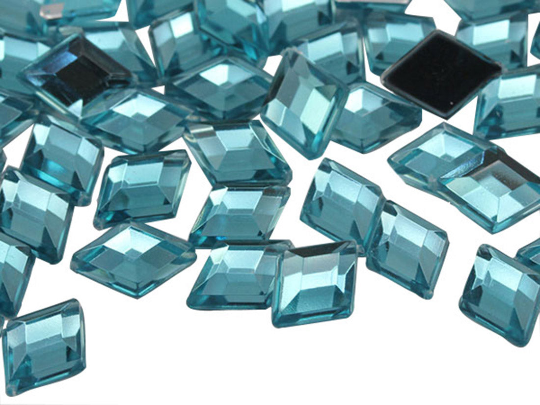 Blue Aqua Lt. Flat Back Diamond Gems - 10x7mm