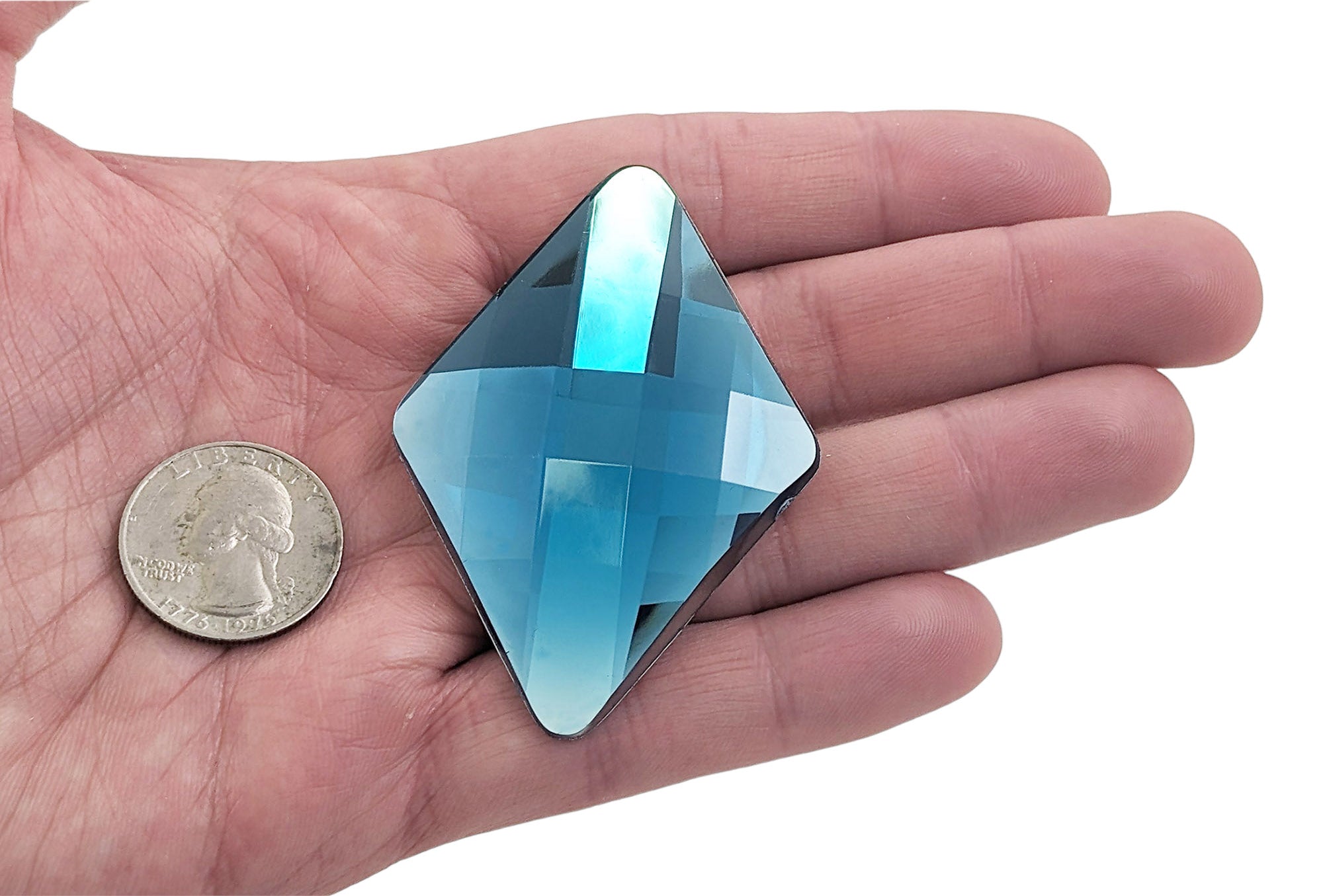 Blue Aquamarine Extra Large Flat Back Diamond Gems - 67x48mm