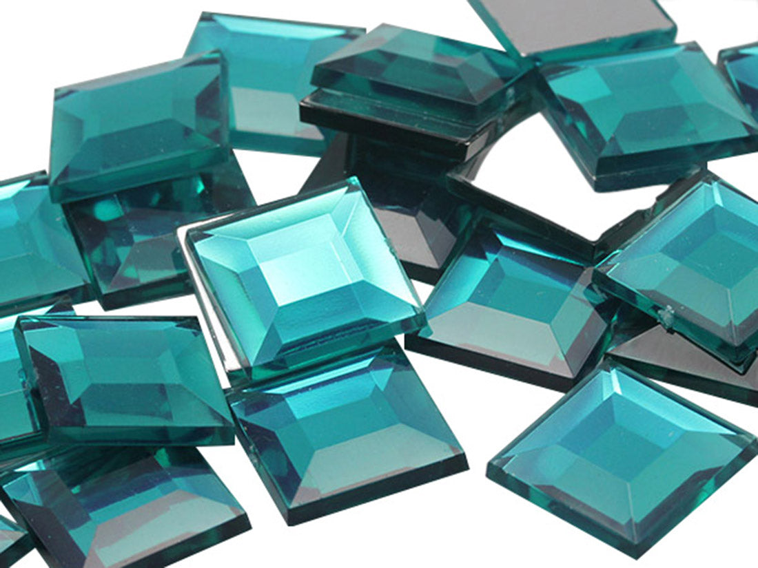 Blue Aquamarine Flat Back Square Gems