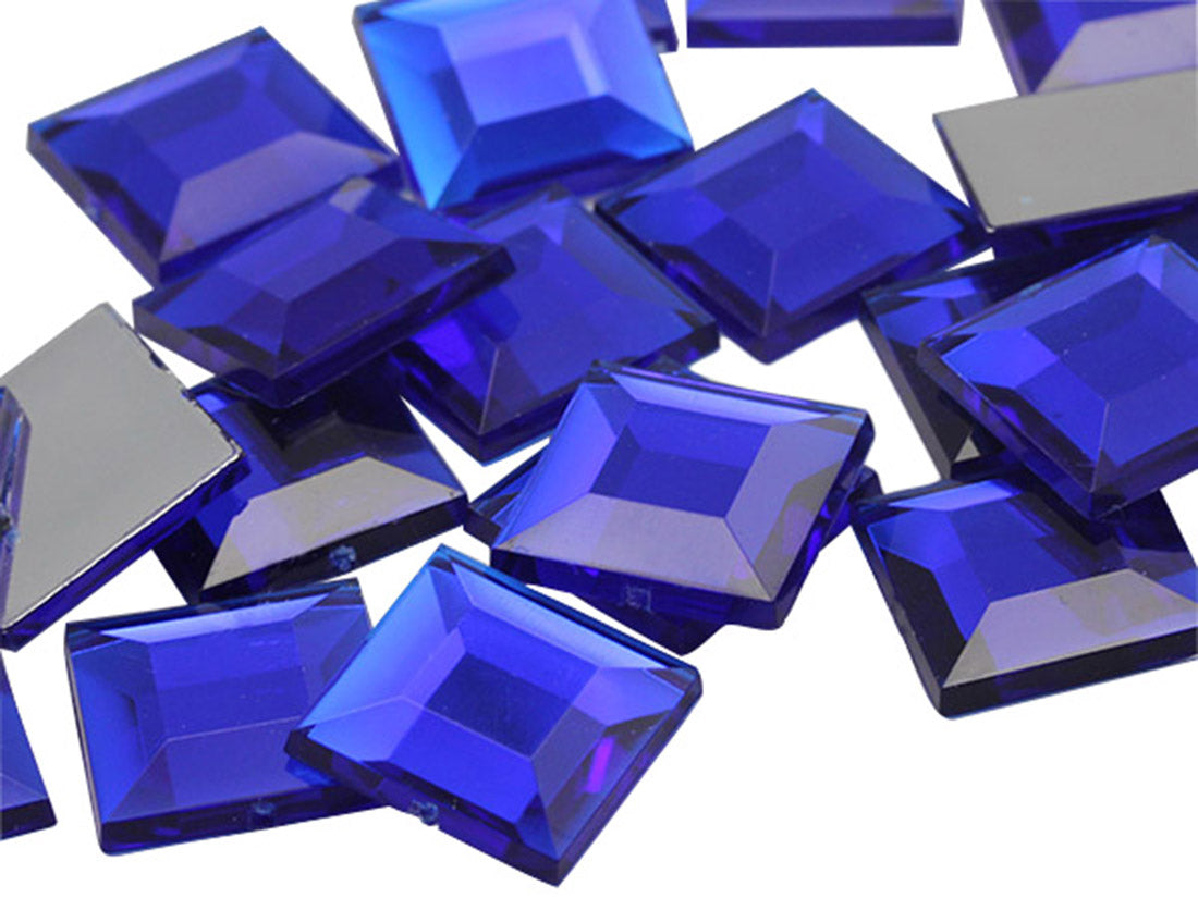 Blue Dark Sapphire Flat Back Square Gems