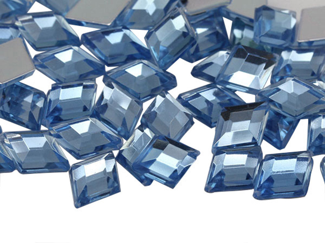 Blue Light Sapphire Flat Back Diamond Gems - 10x7mm