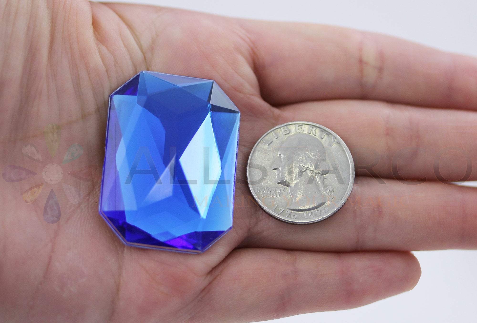 Blue Sapphire Extra Large Flat Back Octagon Gems  - 40x30mm - 4 Pieces