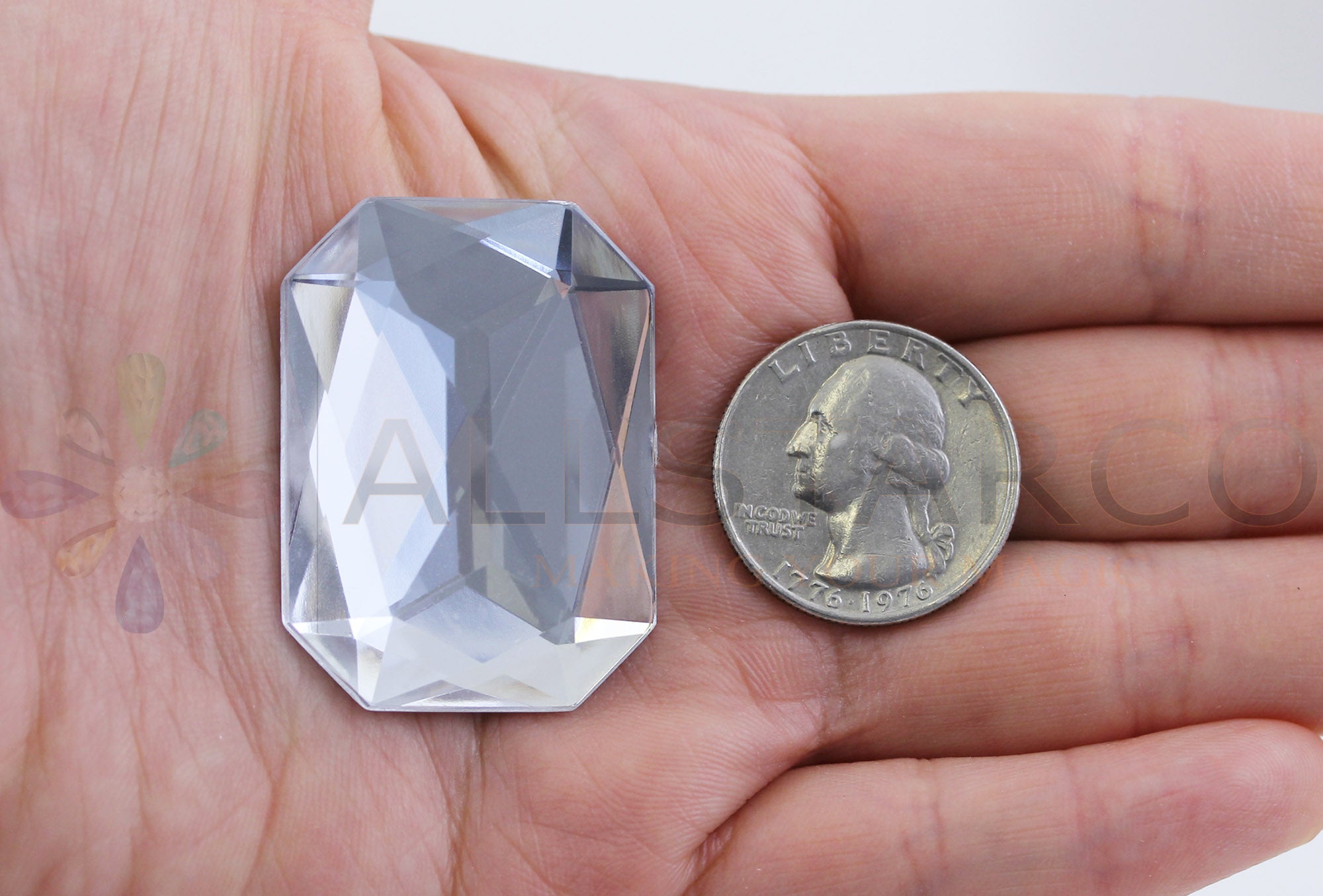 Crystal Clear Extra Large Flat Back Octagon Gems  - 40x30mm - 4 Pieces