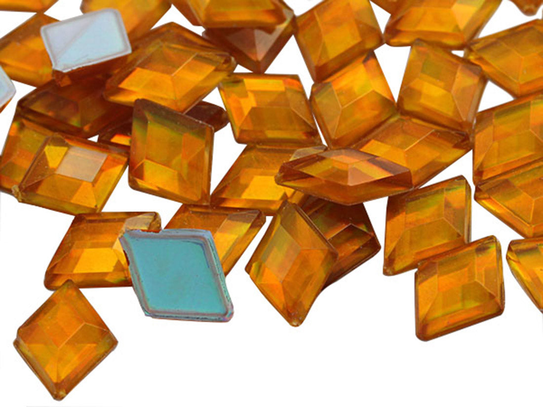 Gold Topaz AB Flat Back Diamond Gems - 10x7mm