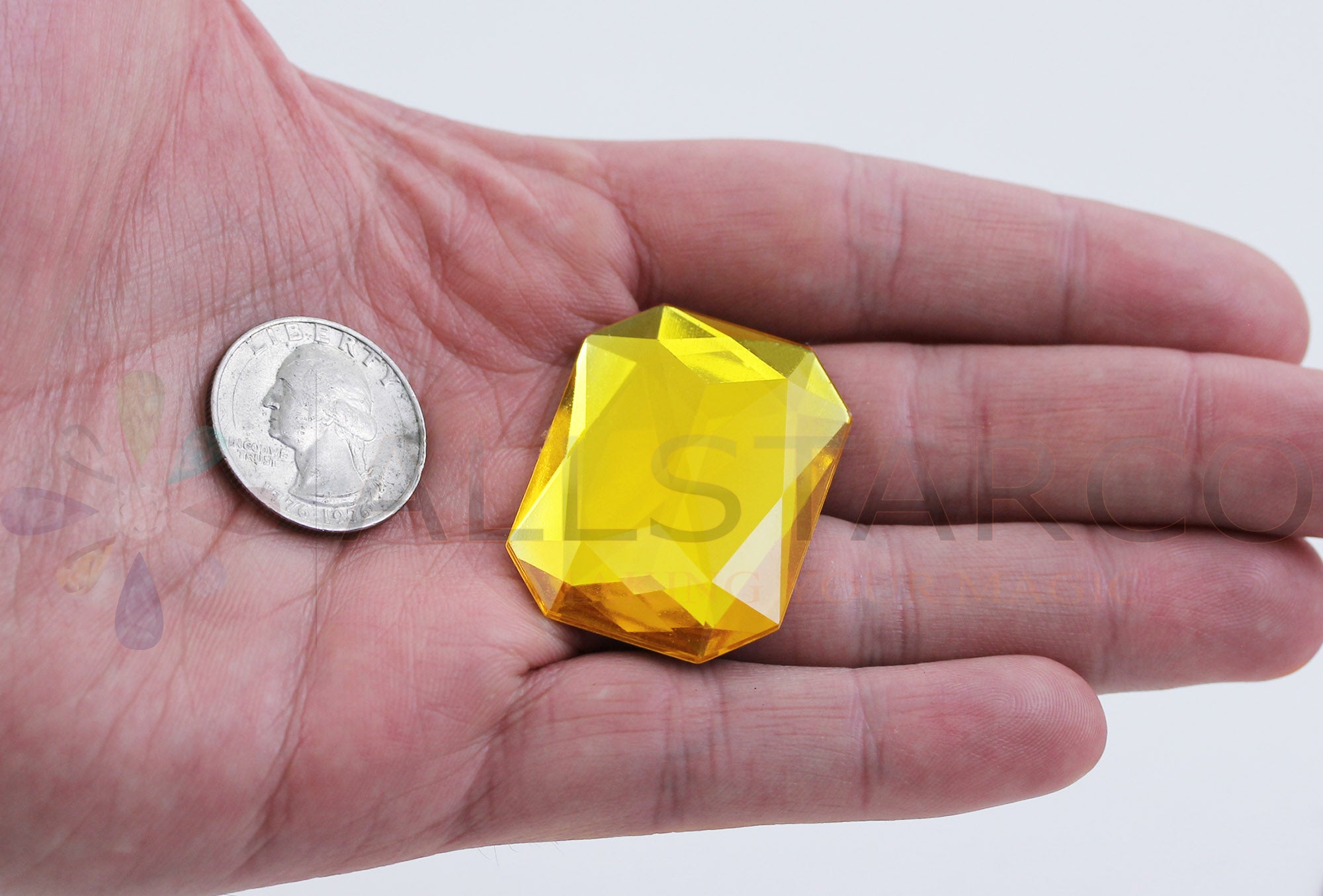 Gold Topaz Extra Large Flat Back Octagon Gems  - 40x30mm - 4 Pieces