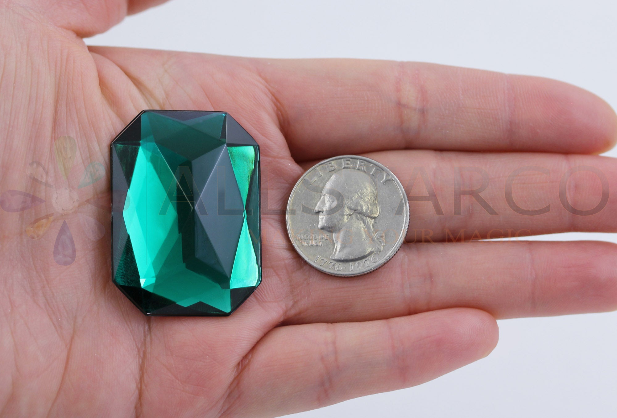 Green Emerald Extra Large Flat Back Octagon Gems  - 40x30mm - 4 Pieces
