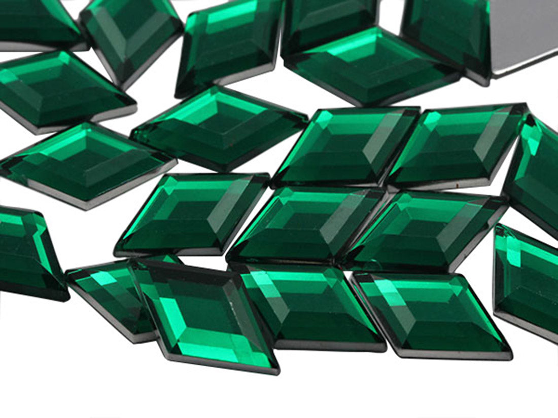 Green Emerald Flat Back Diamond Gems - 18x11mm