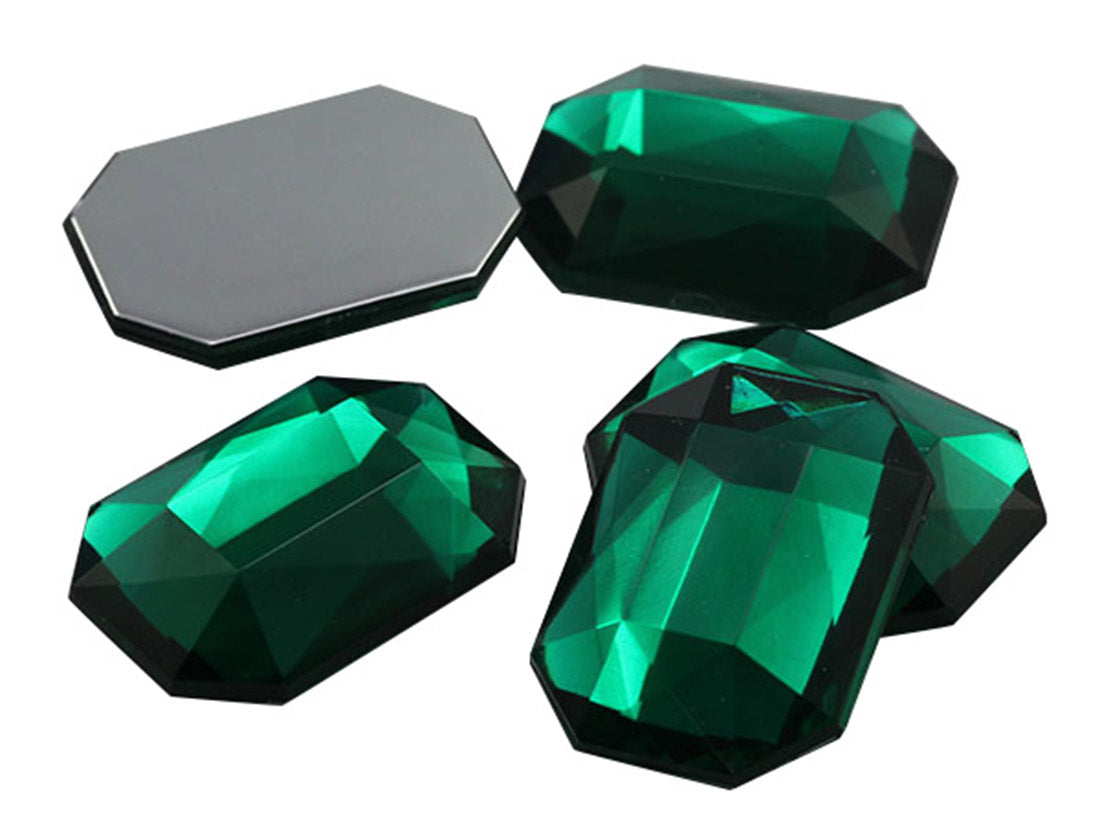 Green Emerald Flat Back Octagon Gems