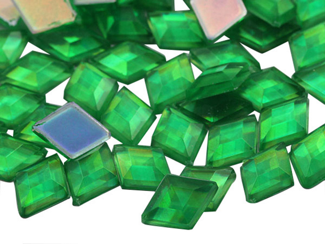 Green Peridot AB Flat Back Diamond Gems - 10x7mm