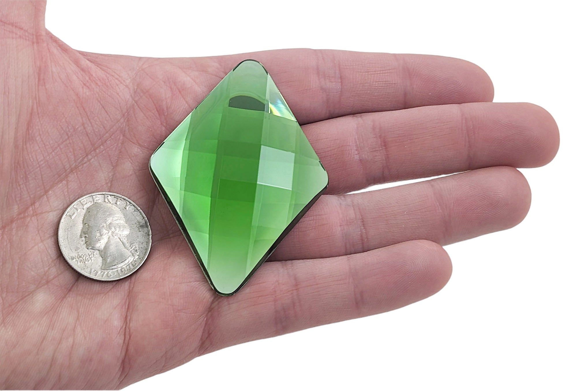 Green Peridot Extra Large Flat Back Diamond Gems  - 67x48mm