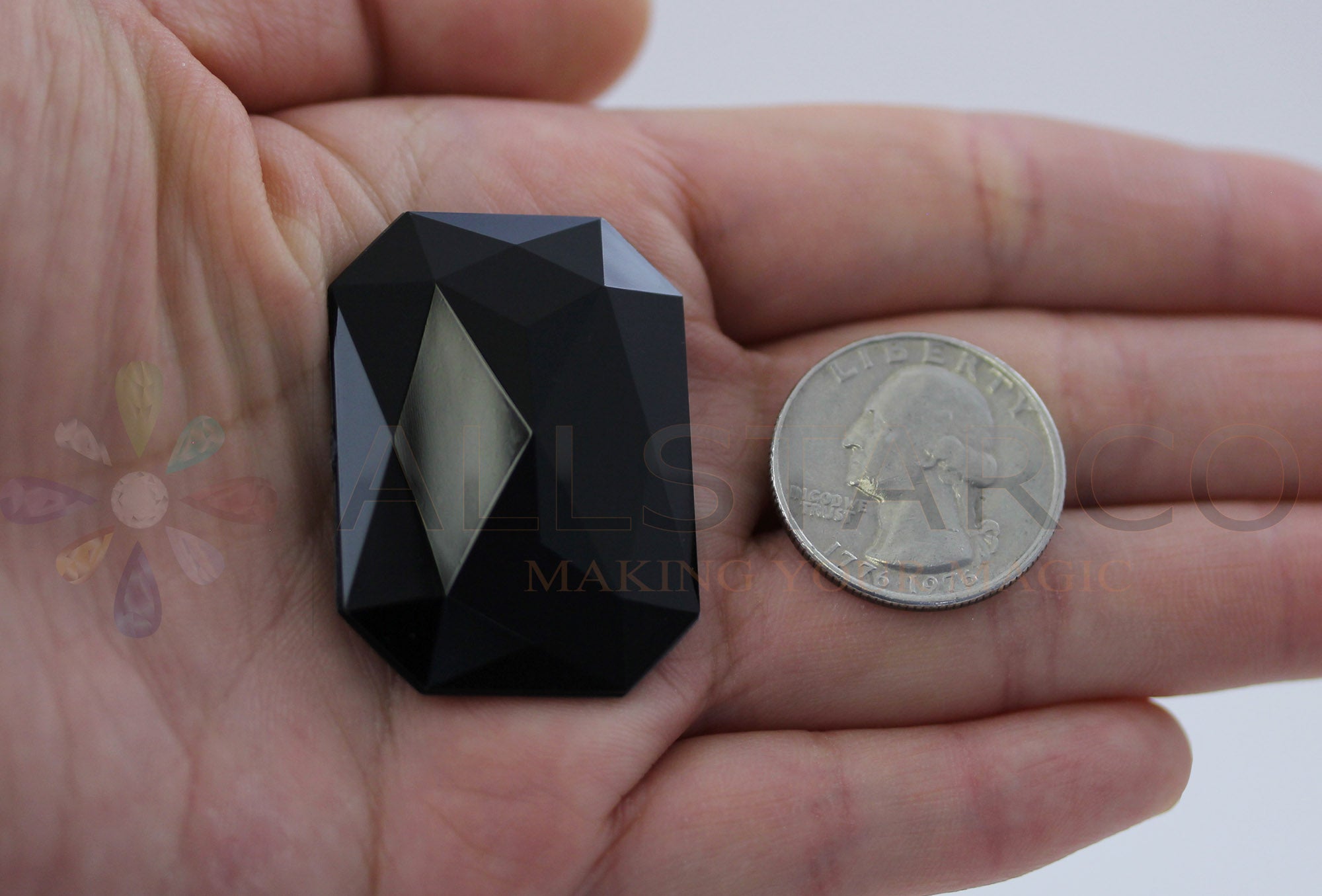 Jet Black Extra Large Flat Back Octagon Gems - 40x30mm - 4 Pieces