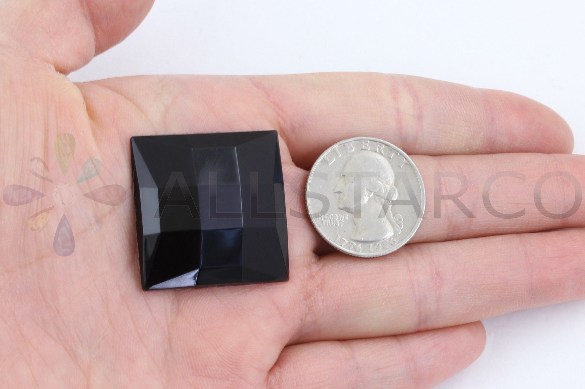 Jet Black Extra Large Flat Back Square Gems - 30mm - 4 Pieces
