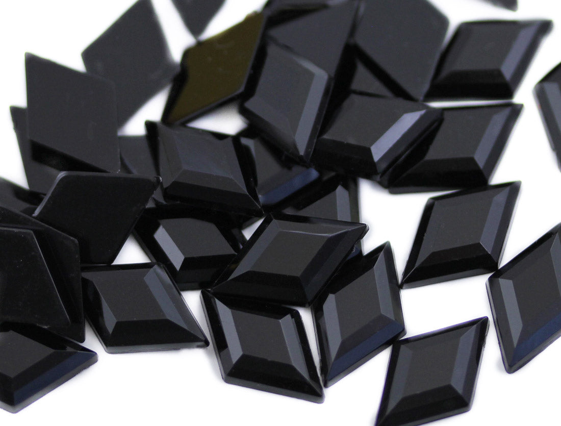 Jet Black Flat Back Diamond Gems - 18x11mm