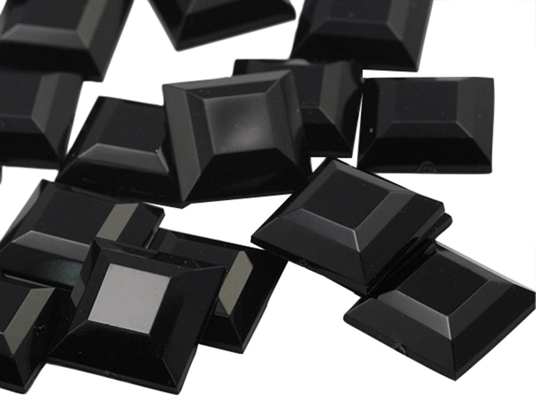 Jet Black Flat Back Square Gems