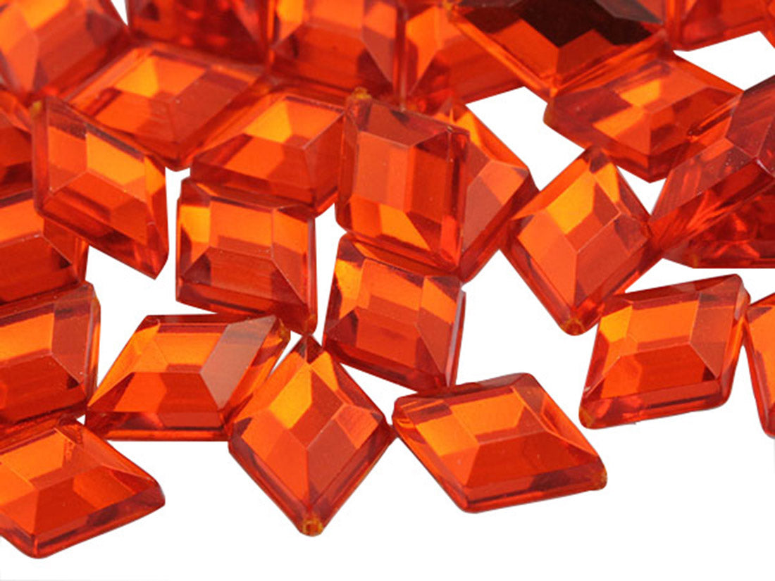 Orange Hyacinth Flat Back Diamond Gems - 10x7mm