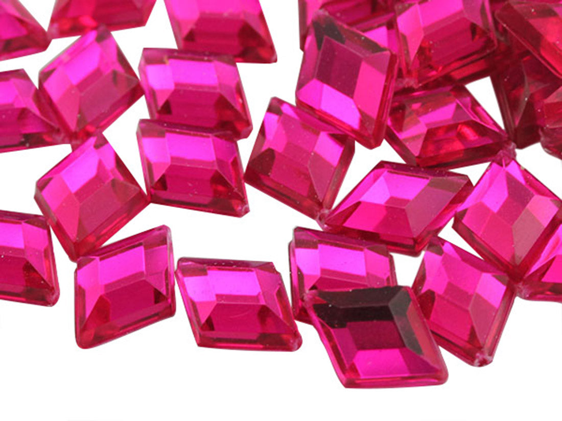 Pink Fuchsia Flat Back Diamond Gems - 10x7mm