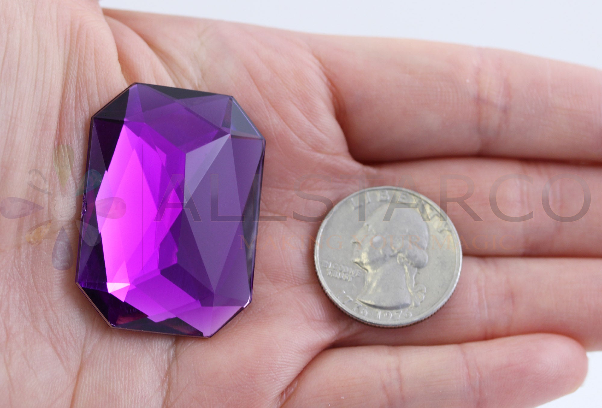 Purple Amethyst Extra Large Flat Back Octagon Gems  - 40x30mm - 4 Pieces