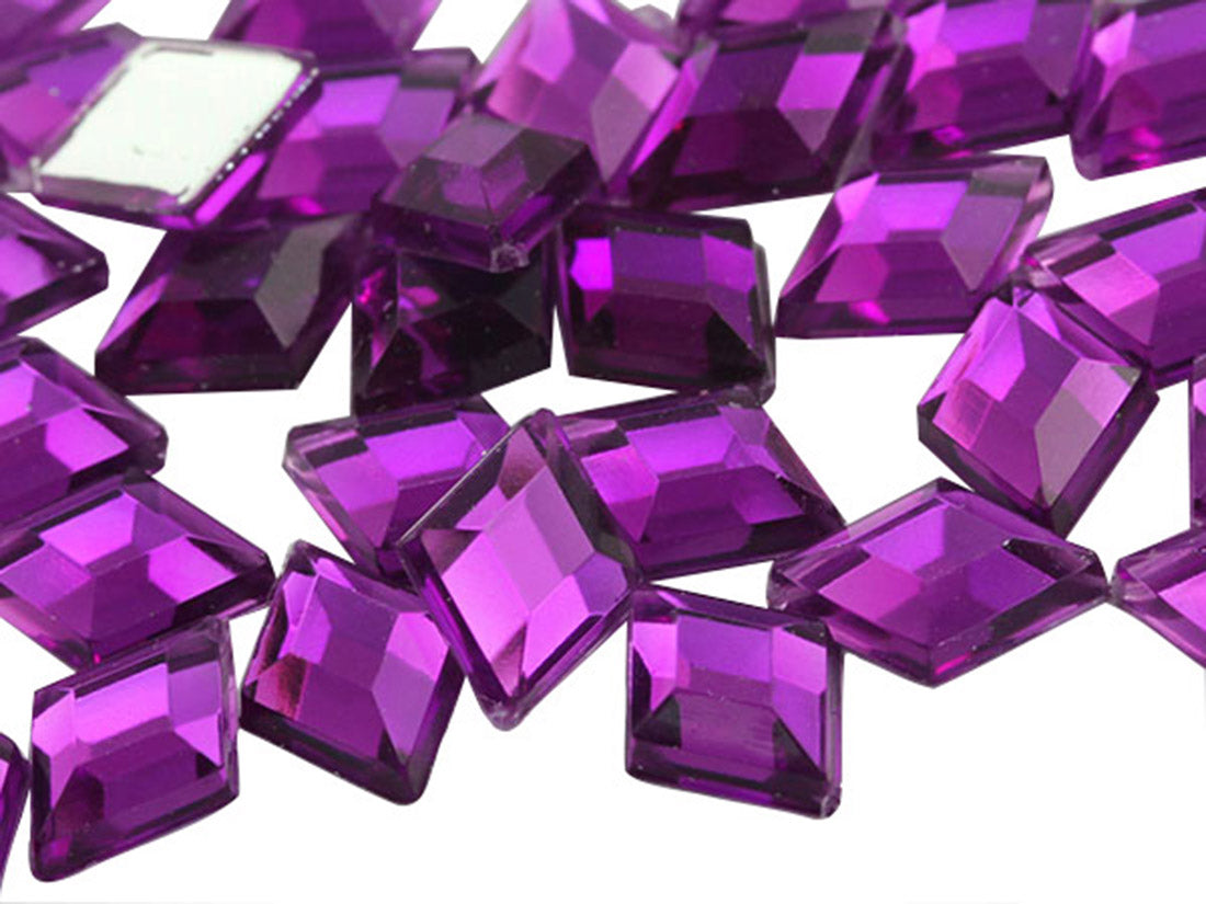 Purple Light Amethyst Flat Back Diamond Gems - 10x7mm