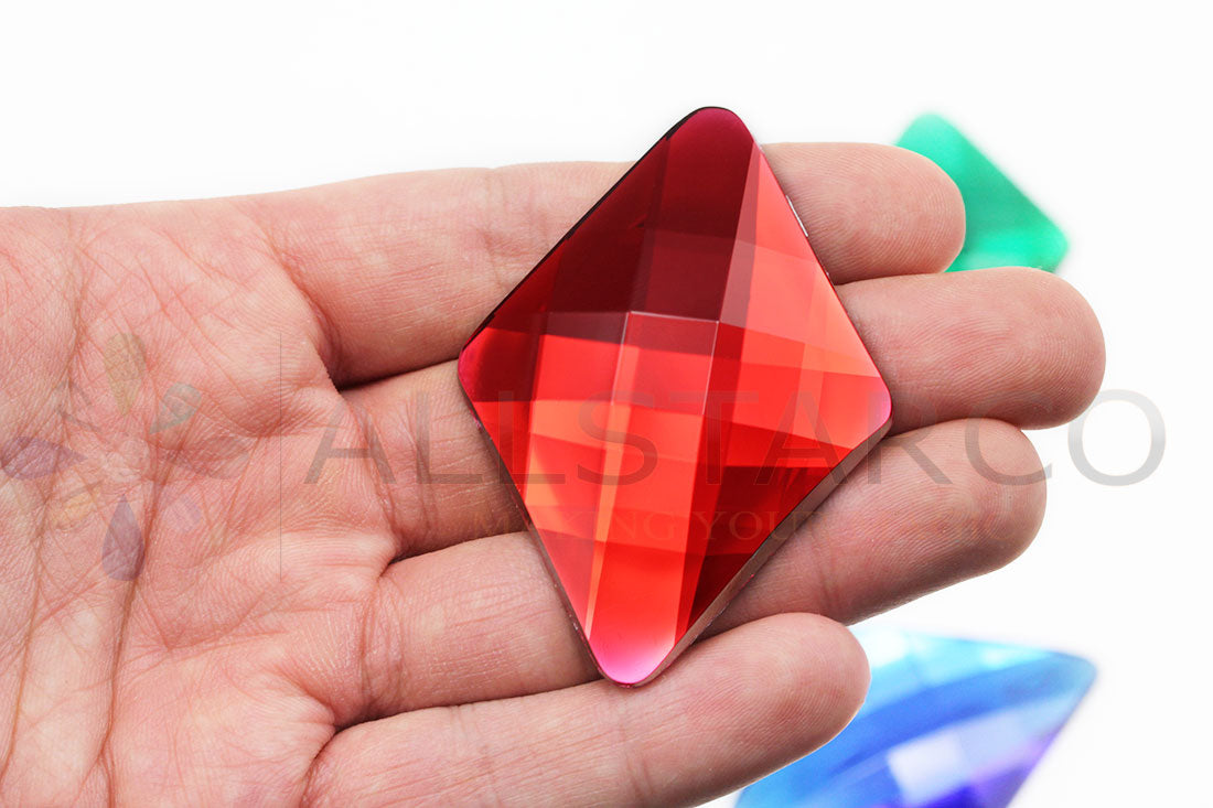 Red Ruby Extra Large Flat Back Diamond Gems  - 67x48mm