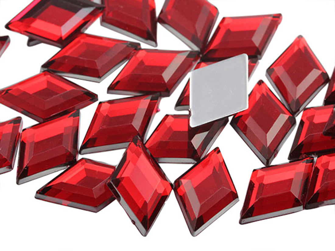 Red Ruby Flat Back Diamond Gems - 18x11mm
