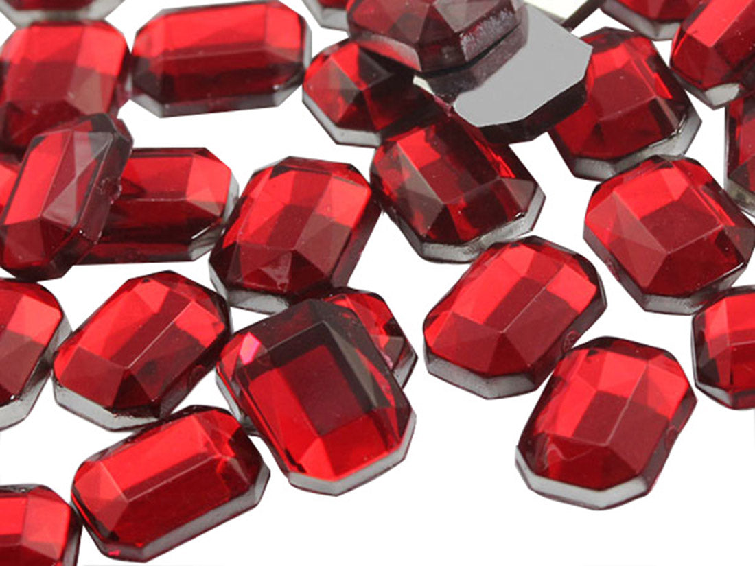 Red Ruby Flat Back Octagon Gems