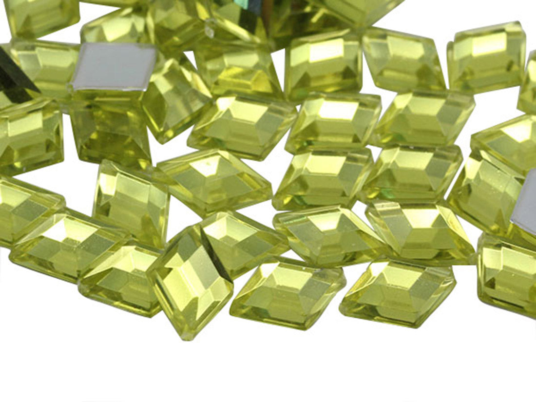 Yellow Jonquil Flat Back Diamond Gems - 10x7mm