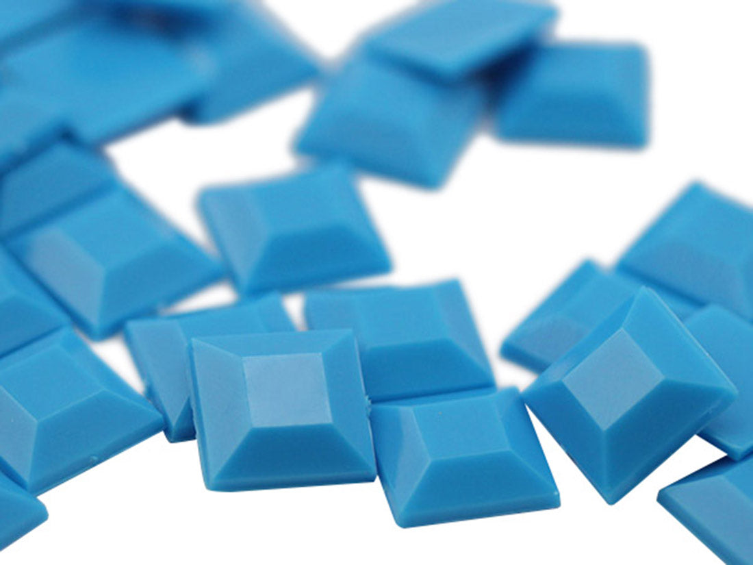 Blue Tourquoise Flat Back Square Gems - 12mm - 40 Pieces