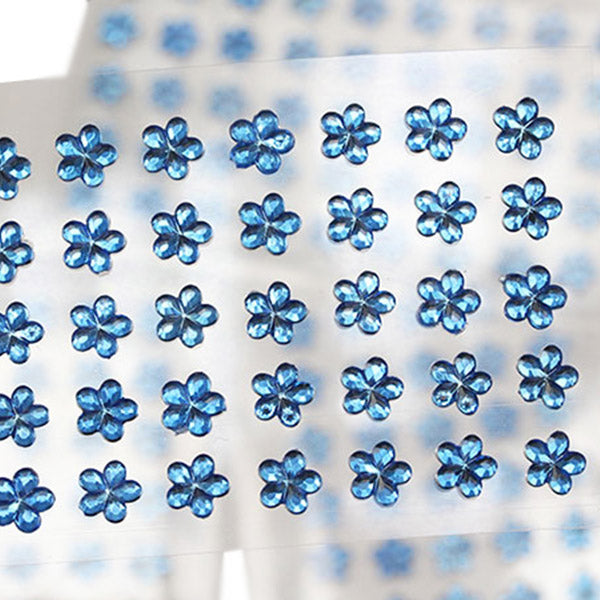 Blue Stick On Flower Gems
