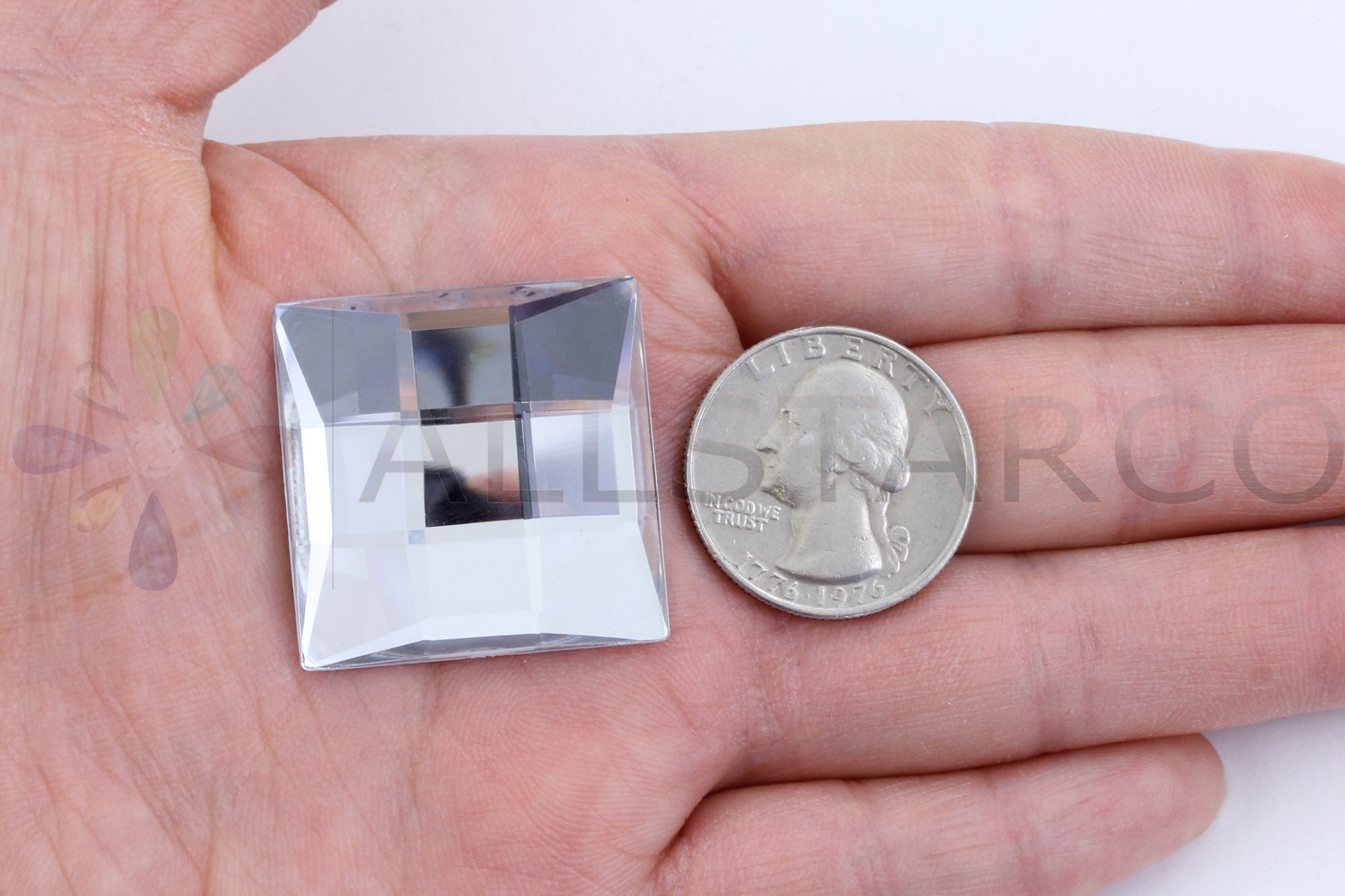 Crystal Clear Extra Large Flat Back Square Gems - 30mm - 4 Pieces