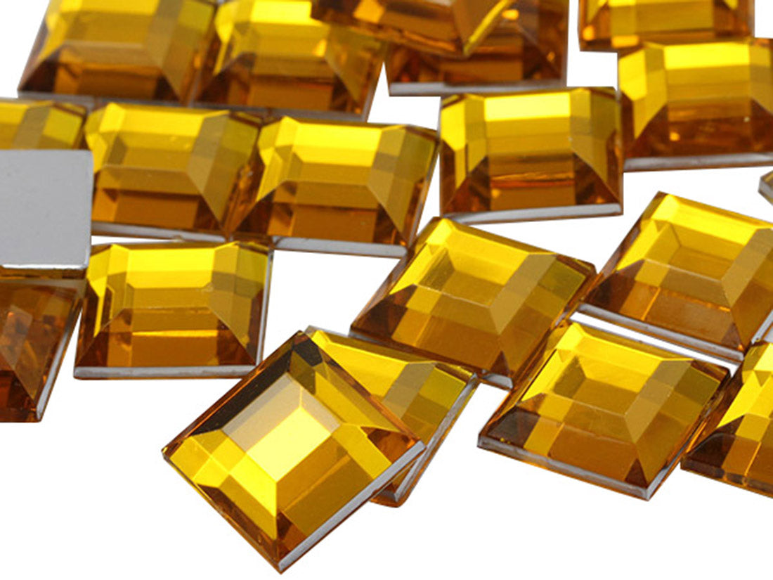 Gold Topaz Flat Back Square Gems