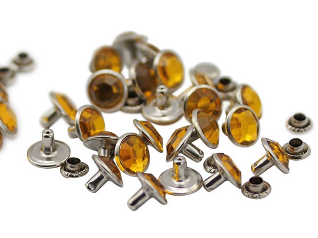 Gold Topaz Rhinestone Rivets