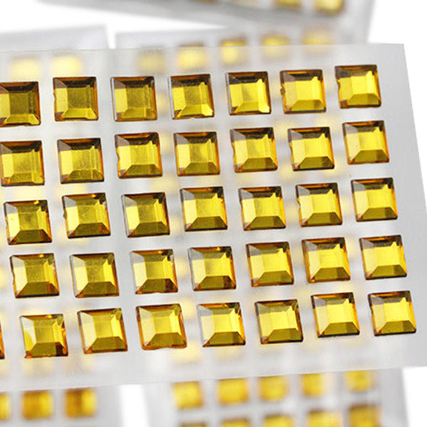 Gold Topaz Square Stick On Gems