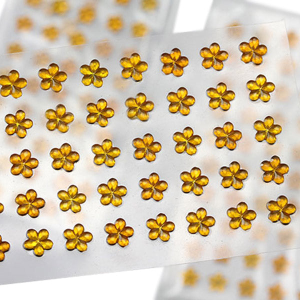 Gold Topaz Stick On Flower Gems
