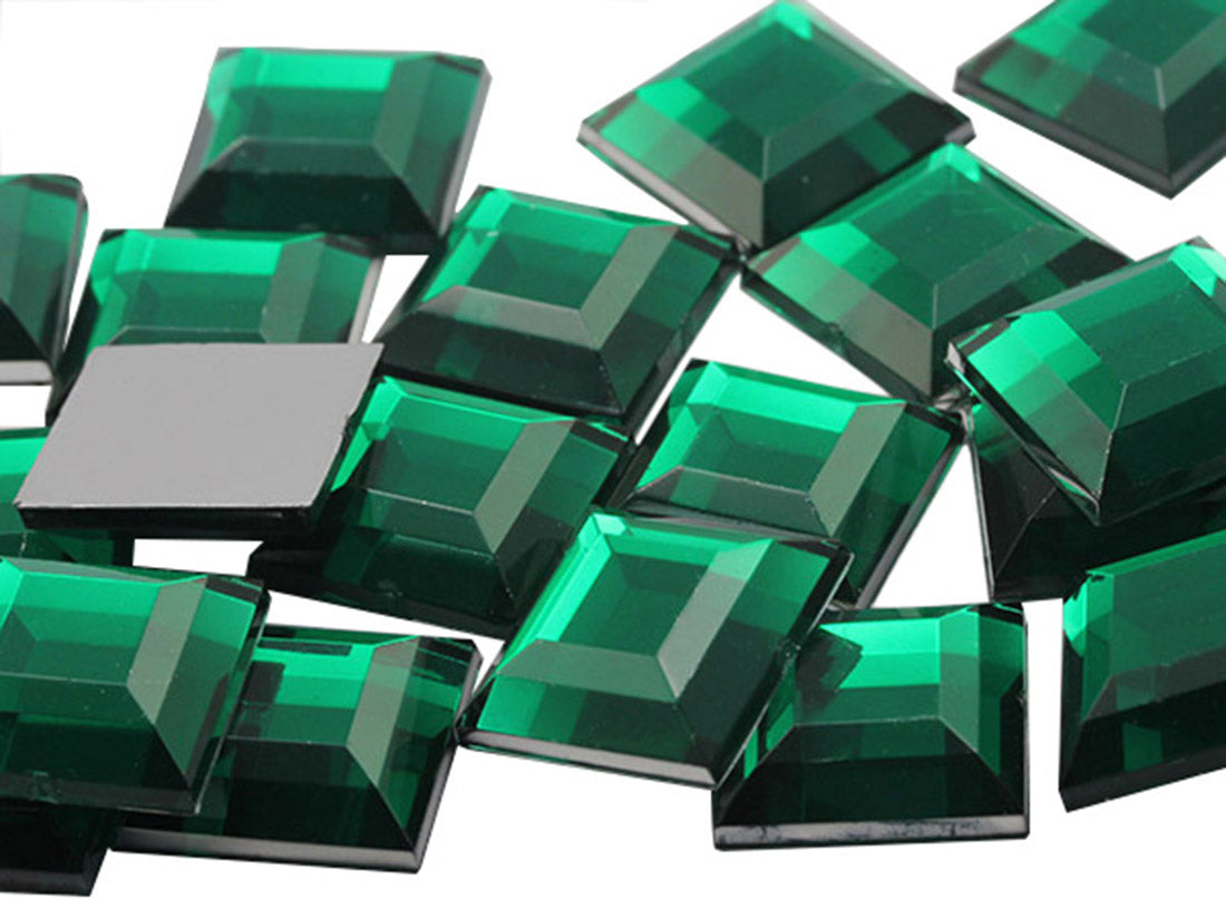 Green Emerald Flat Back Square Gems