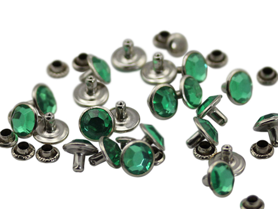 Green Peridot Rhinestone Rivets