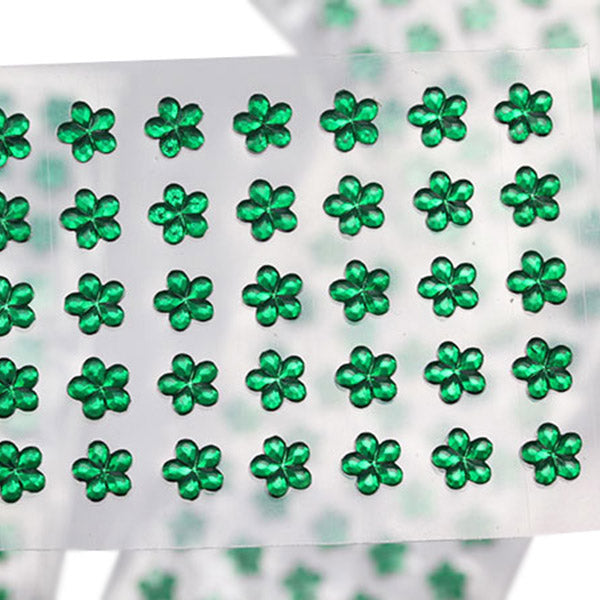 Green Stick On Flower Gems