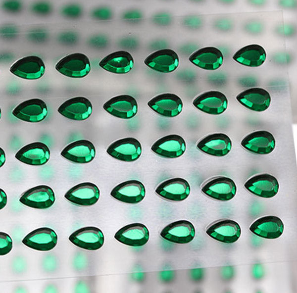 Green Teardrop Stick On Gems - 4x6mm - 250 Pieces