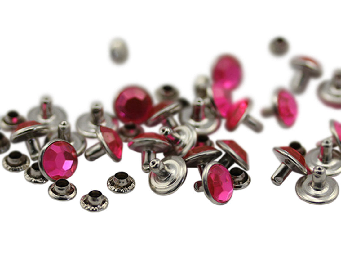 Hot Pink Rhinestone Rivets