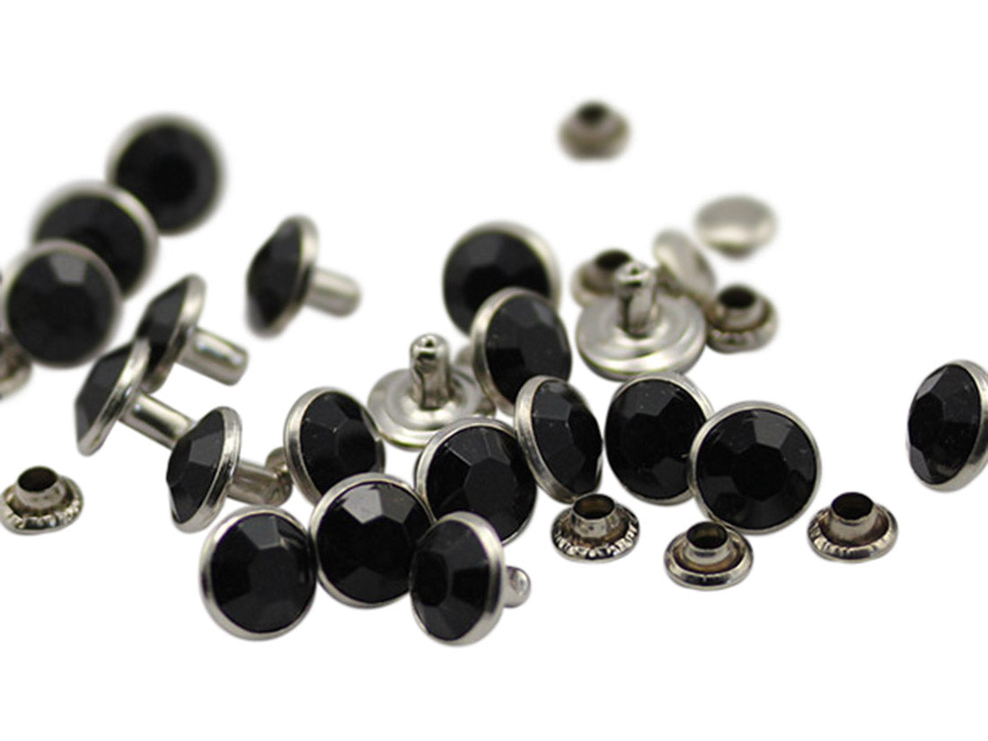 Jet Black Rhinestone Rivets