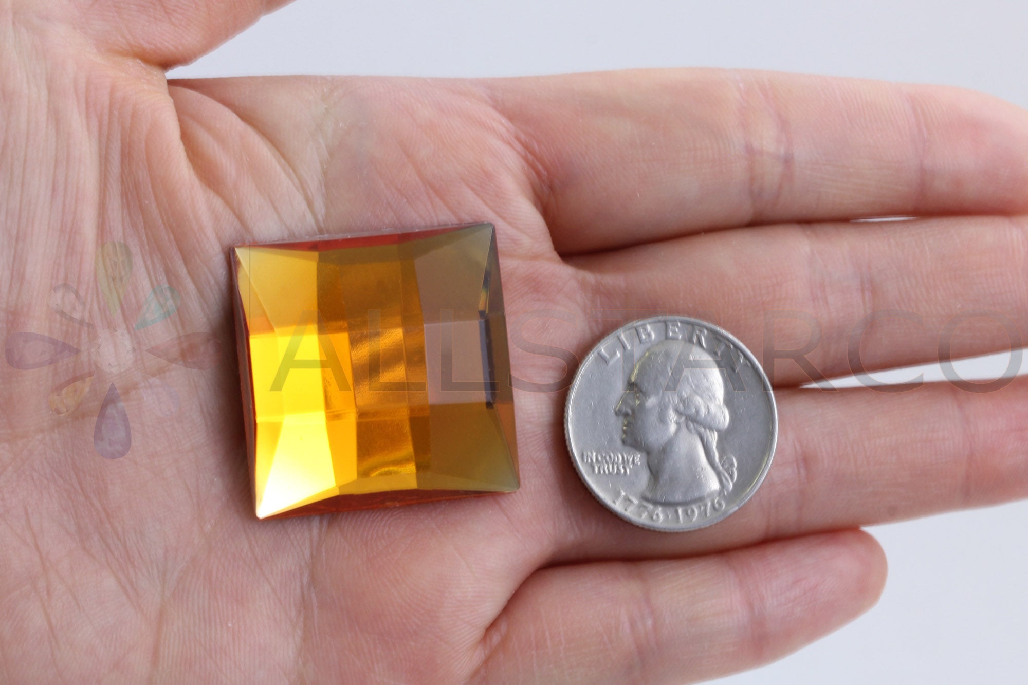 Orange Hyacinth Extra Large Flat Back Square Gems - 30mm - 4 Pieces