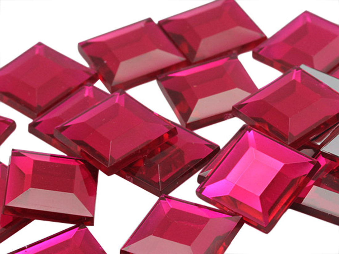 Pink Fuchsia Flat Back Square Gems