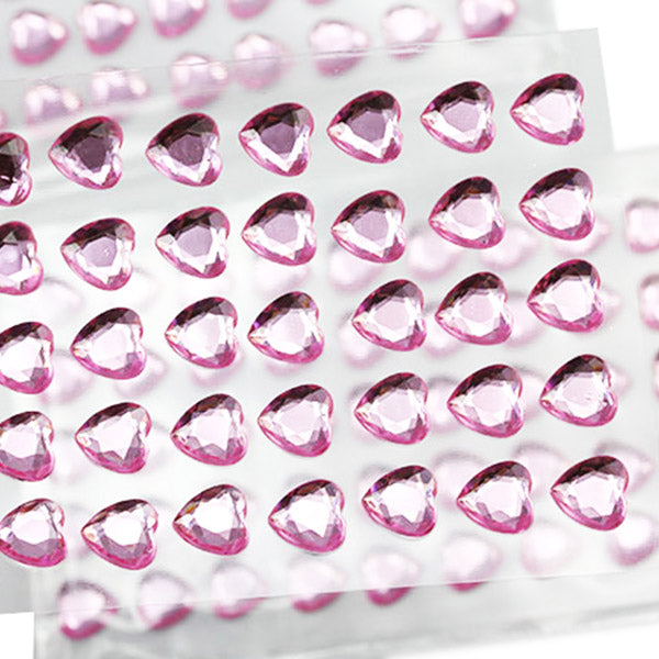 Pink Heart Stick On Gems
