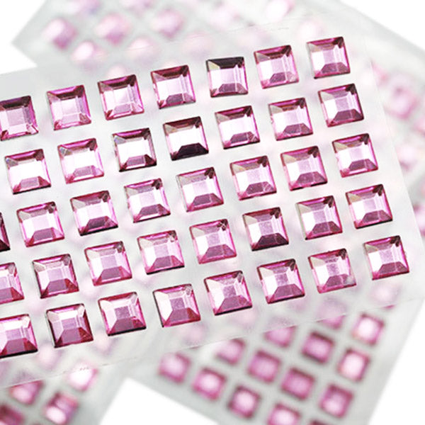 Pink Square Stick On Gems