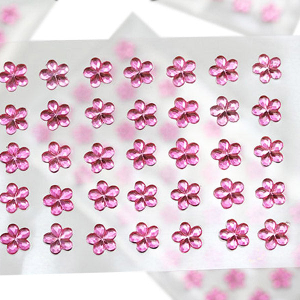 Pink Stick On Flower Gems