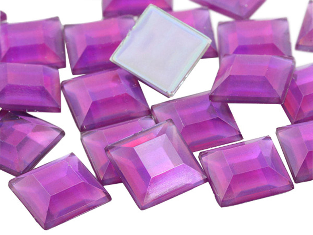 Purple Amethyst AB Flat Back Square Gems - 12mm - 40 Pieces