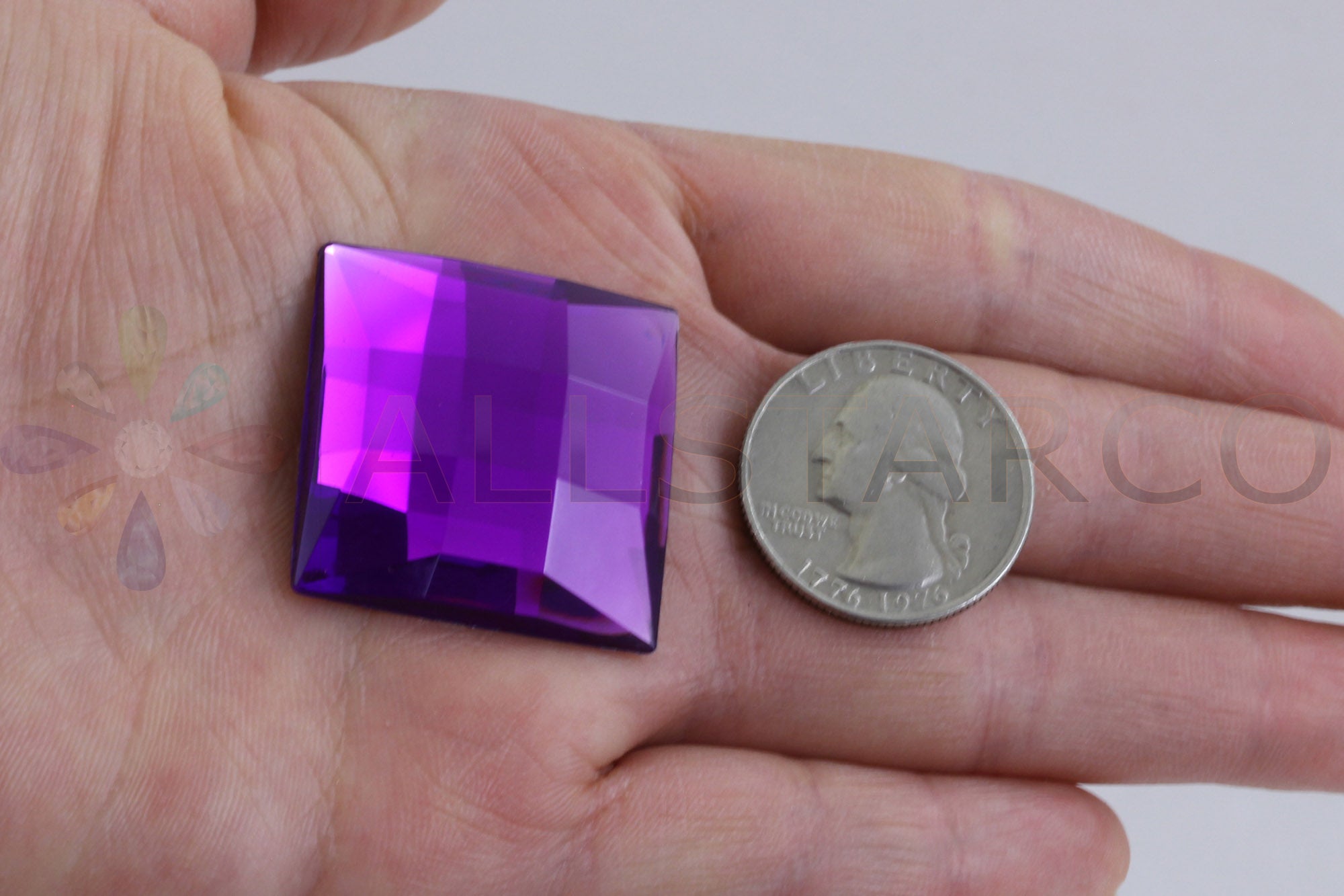 Purple Amethyst Extra Large Flat Back Square Gems - 30mm - 4 Pieces