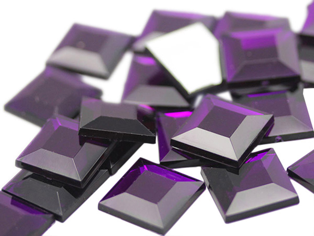 Purple Amethyst Flat Back Square Gems
