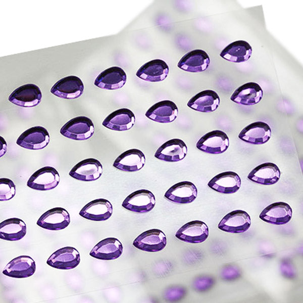 Purple Teardrop Stick On Gems - 4x6mm - 250 Pieces