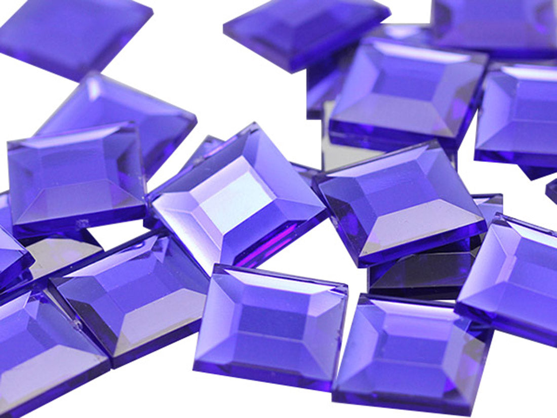Purple Violet Flat Back Square Gems